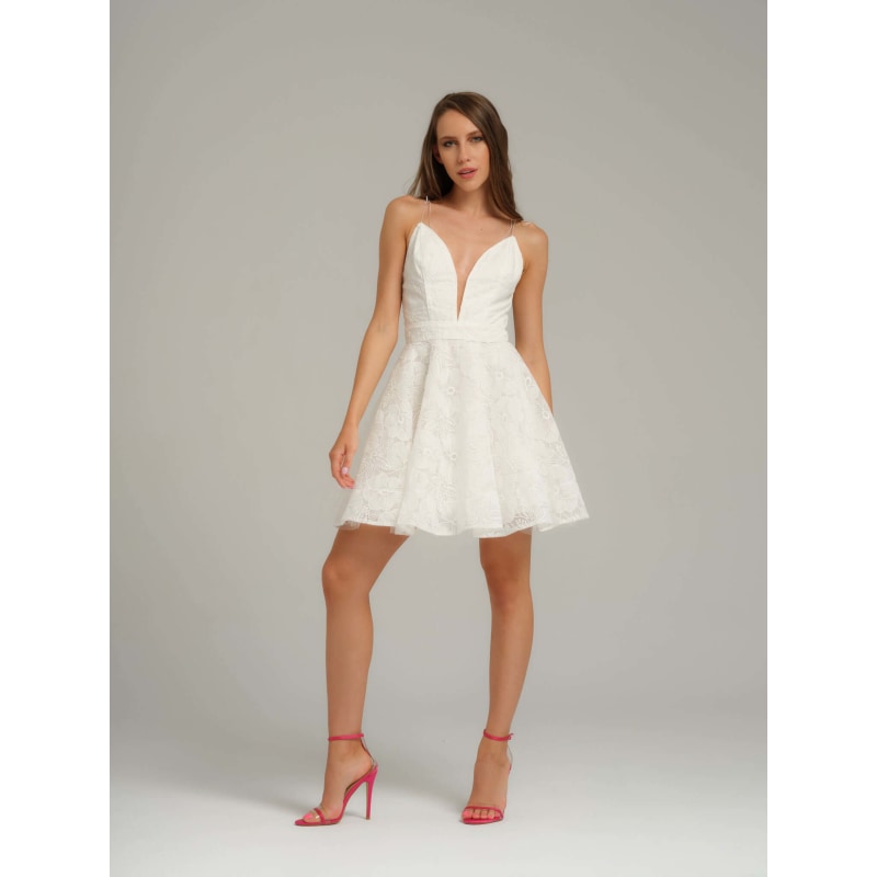 Thumbnail of Flower Dreams Embroidered Organza Mini Dress, White image