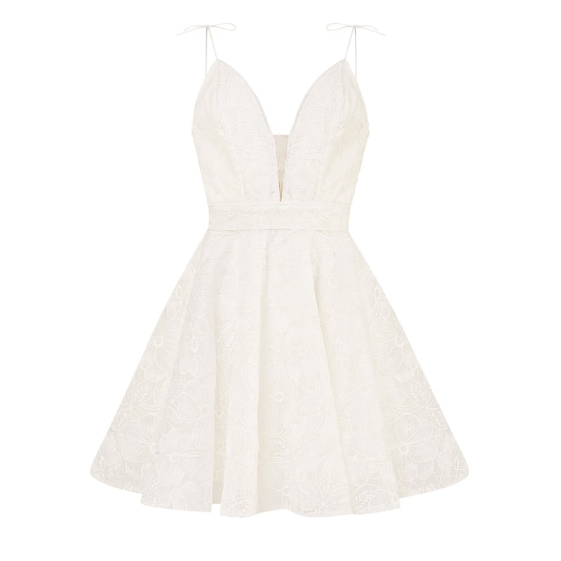 Thumbnail of Flower Dreams Embroidered Organza Mini Dress, White image