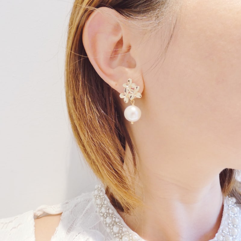 Thumbnail of Flower Pearl Drop Earrings image