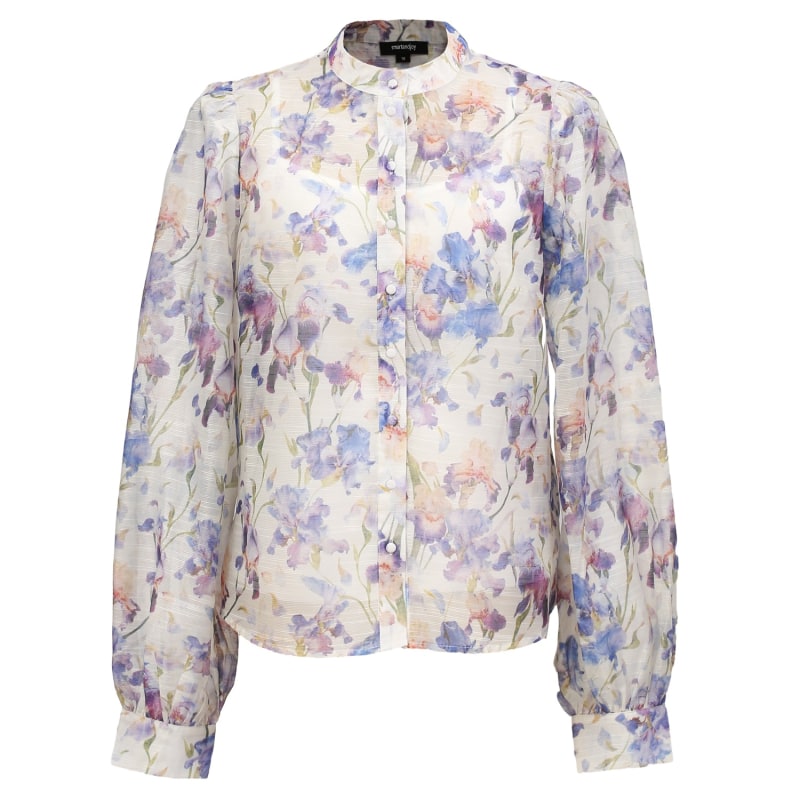 Thumbnail of Flower Print Long Sleeve Organza Shirt - Multicolor image