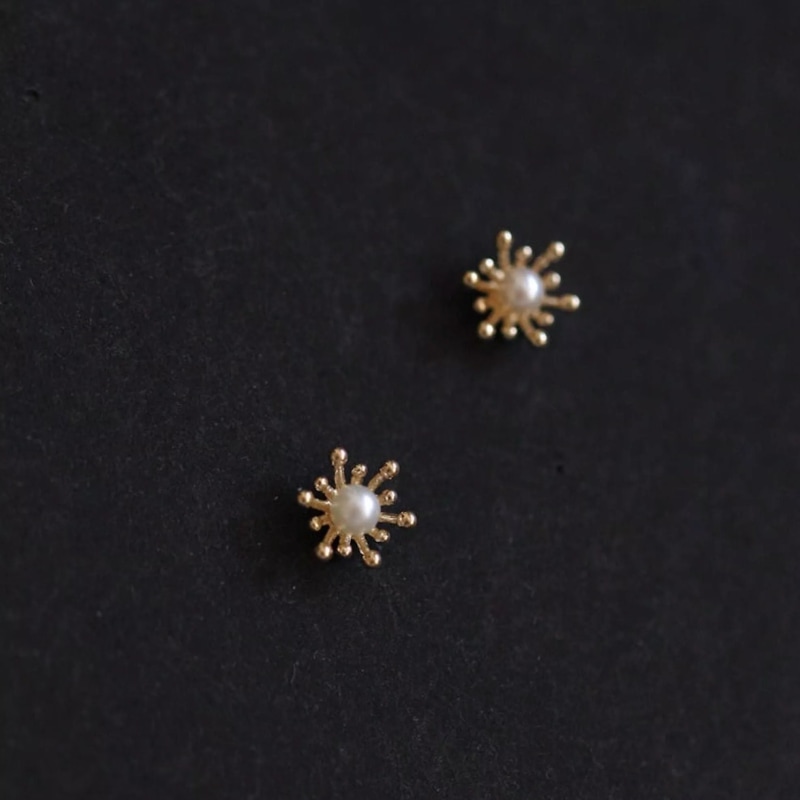 Thumbnail of Flower Pearl Floral Gold Earrings image