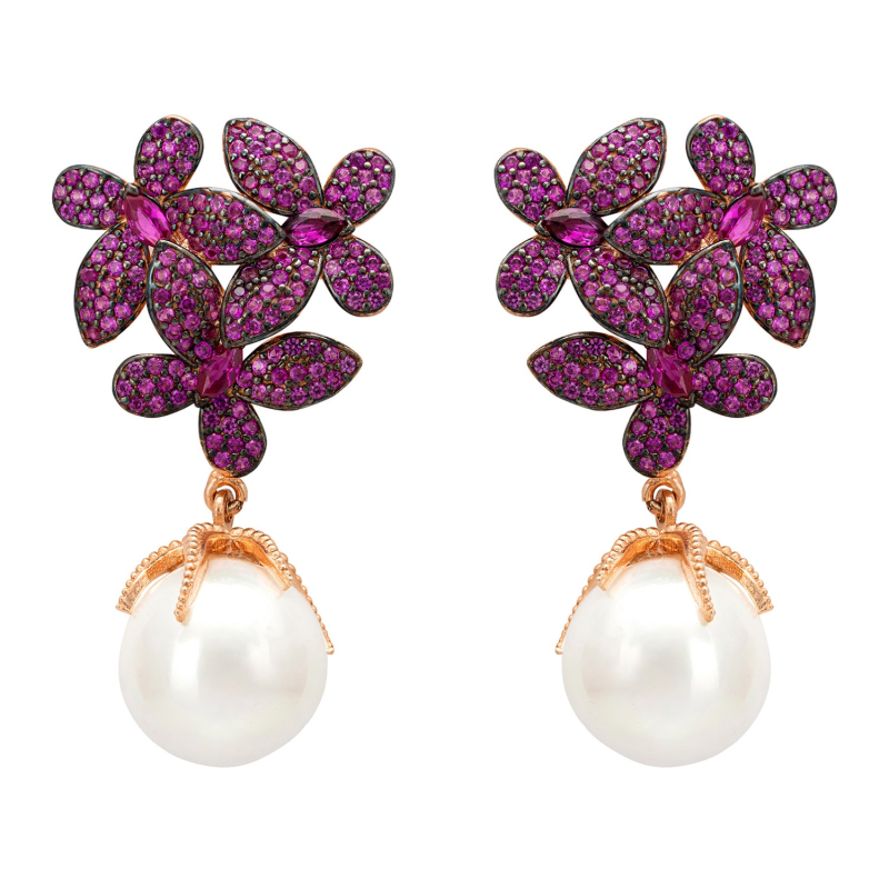 Baroque Pearl Ribbon And Bows Drop Earrings Rosegold, LATELITA