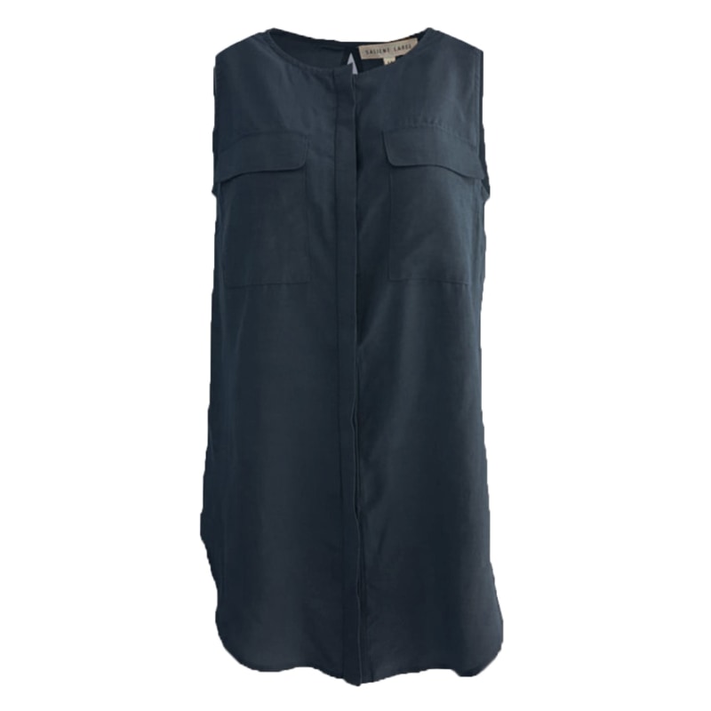 Thumbnail of Malv Ecovero Sleeveless Linen Summer Top With Slit Back In Navy image