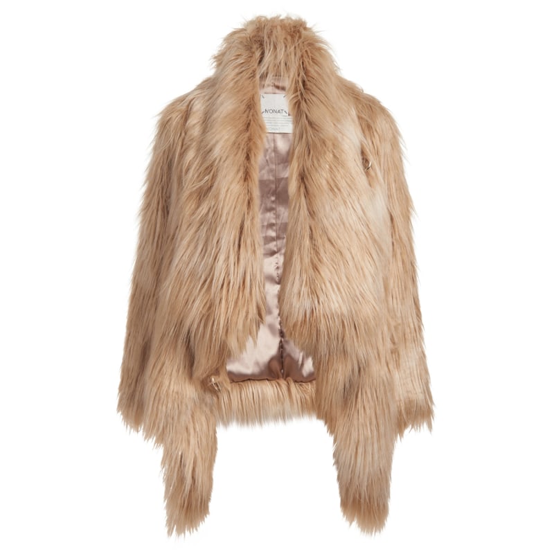 Fluffy Faux Fur Vegan Coat In Camel by N'Onat