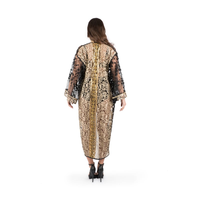 Thumbnail of Khaleesi - Golden Baroque Embossed Lace Robe With Embroidered Mesh And Sequin Trim image