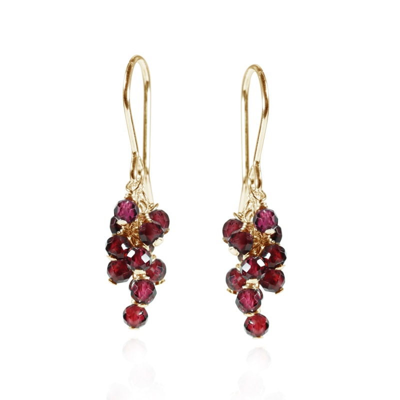 Thumbnail of Garnet Cluster Drop Earrings image