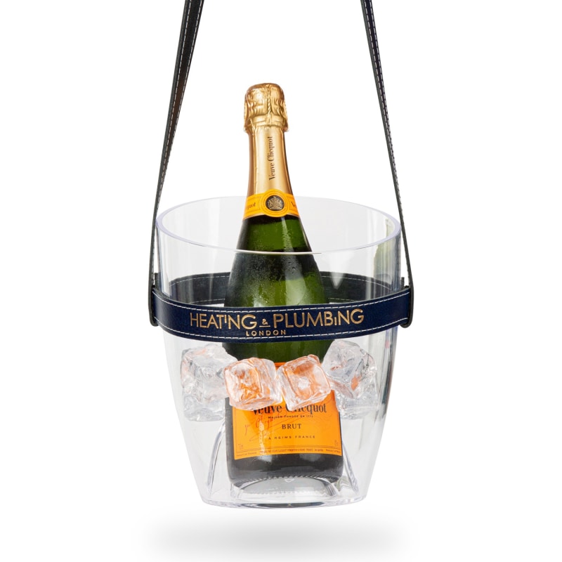 Keep Your Cool Champagne Bucket Navy Leather Strap Heating Plumbing London Wolf Badger