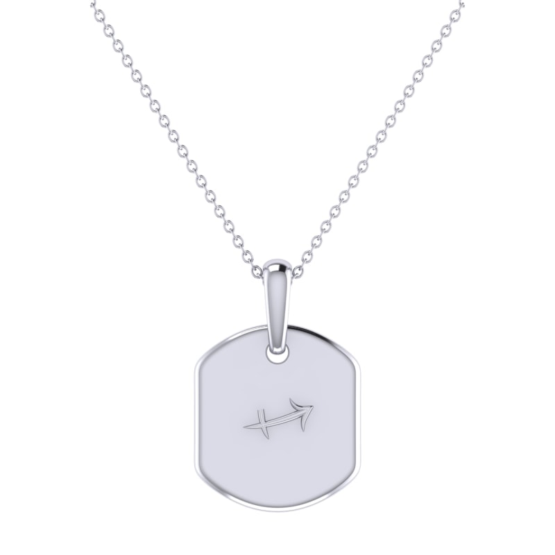 Thumbnail of Sagittarius Archer Constellation Tag Pendant Necklace In Sterling Silver image