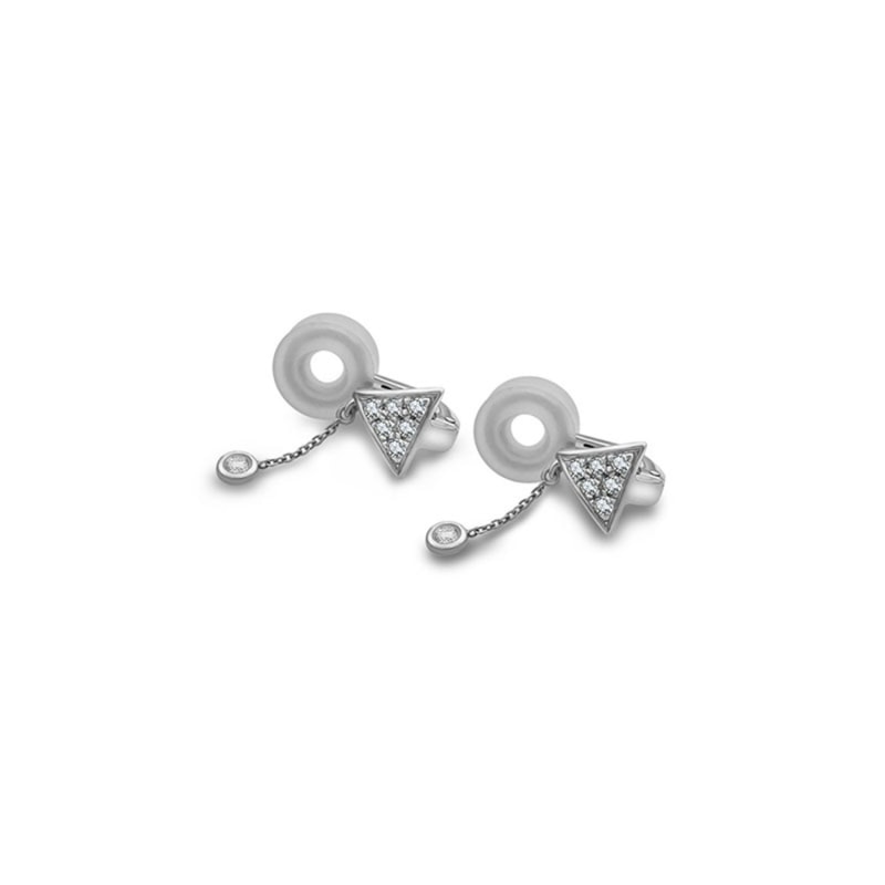 Thumbnail of 18K White Gold Triangle Dangling Diamond Ear Cuff image