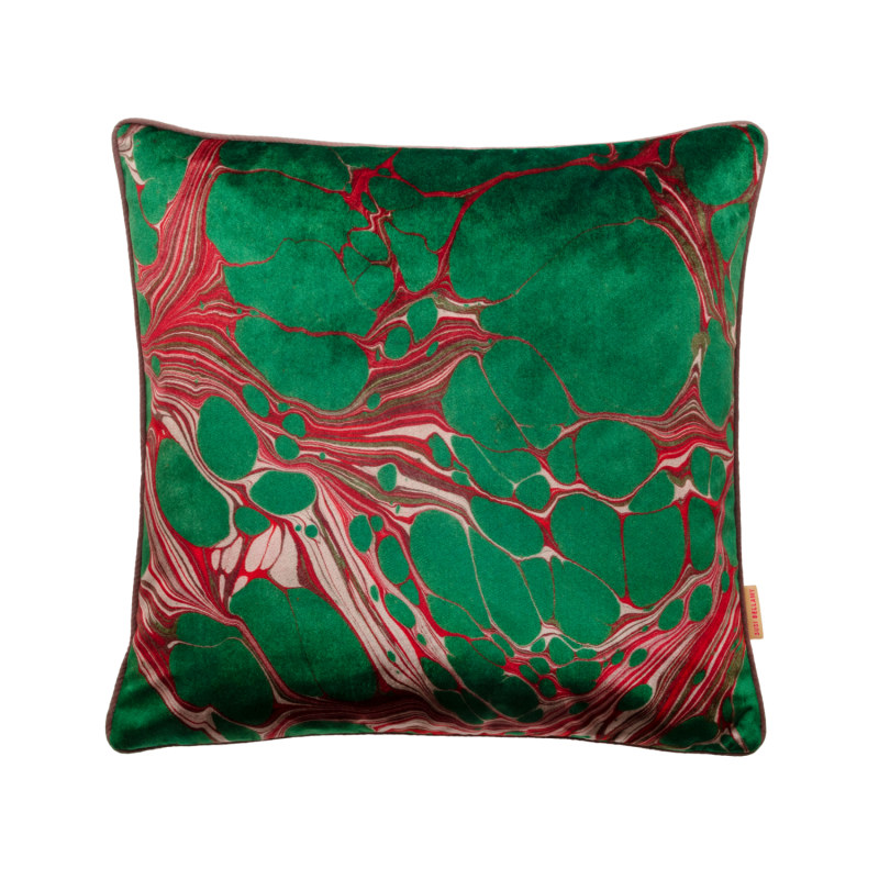 Thumbnail of Forest Marbled Velvet Cushion image