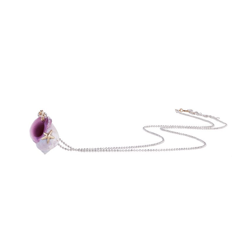 Picture Idea: Fossilized White And Purple Sea Shell Pendant Necklace