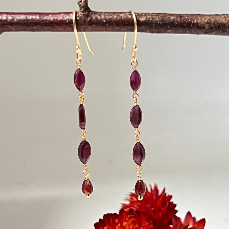 Thumbnail of Four Stone Garnet Earrings image