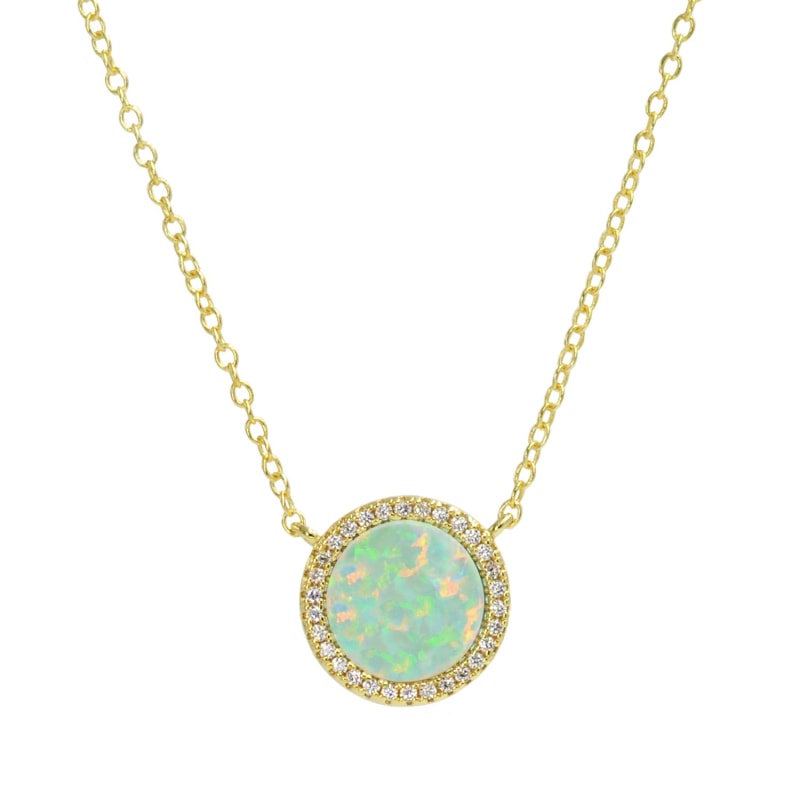 Thumbnail of Beacon Opal Circle Necklace With Crystals - Green image