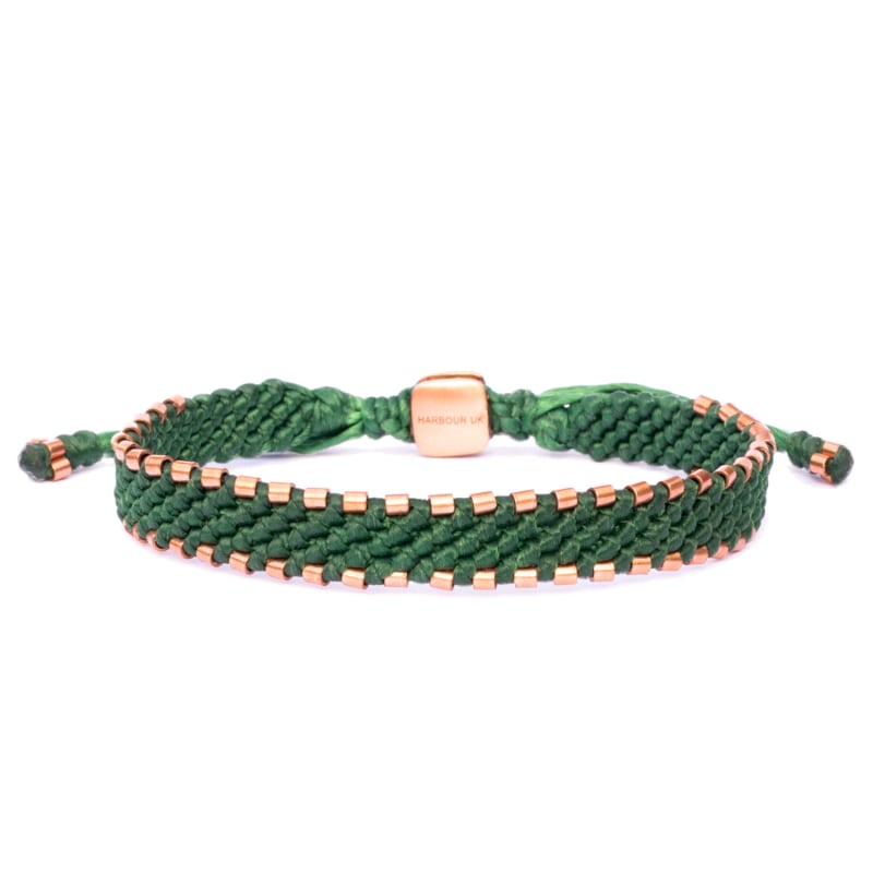 Thumbnail of Copper & Vegan Green Rope Mens Bracelet - Green image