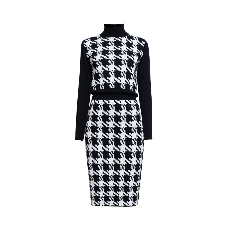 Thumbnail of Lina Houndstooth Merino Wool Knitted Dress image