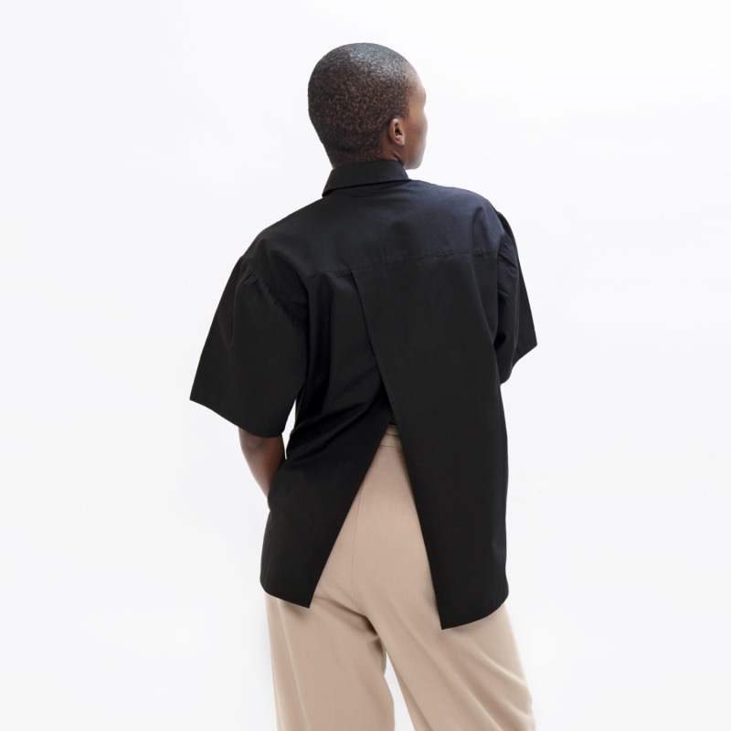 Thumbnail of Vienna Organic Cotton Poplin Short Sleeves Shirt In Eclipse Black image