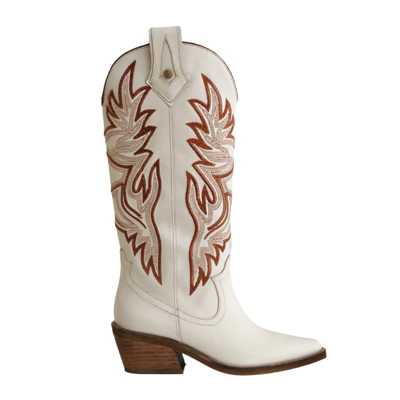 Dramen Western Cowboy Boots In Ivory Leather | STIVALI NEW YORK | Wolf ...