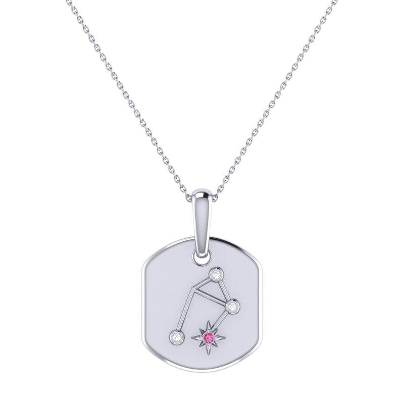 Thumbnail of Libra Scales Constellation Tag Pendant Necklace In Sterling Silver image