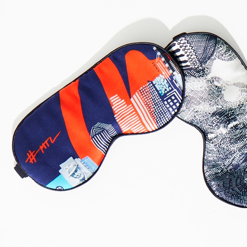 Thumbnail of Urban Sleep Mask: Illustrated Silk Eye Mask With Montreal City Skyline image