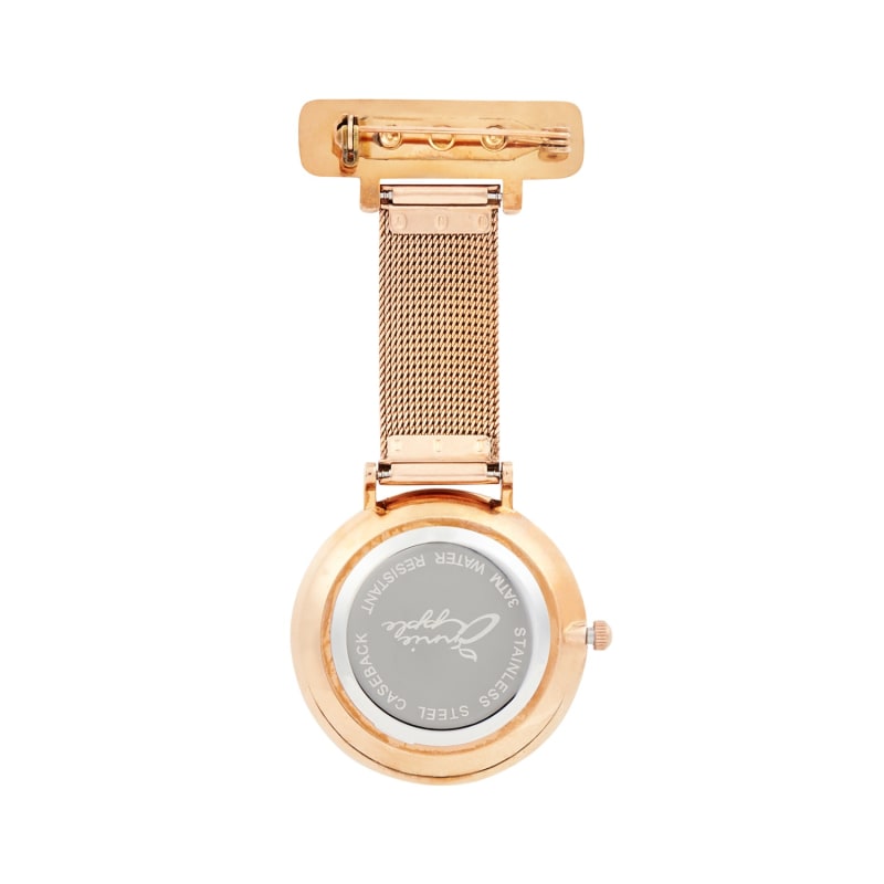 Thumbnail of Annie Apple Glitter Rainbow/Rose Gold Mesh Nurse Fob Watch image