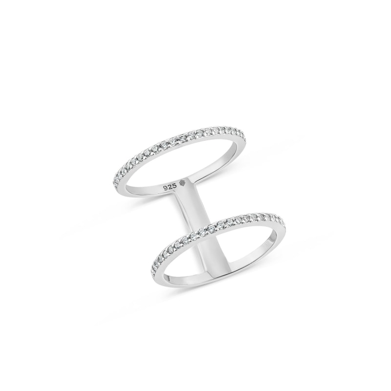 Layer Ring With Man Made White Diamonds In Sterling Silver | SALLY