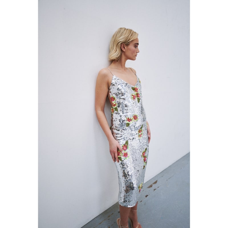 Frankie Dress In Silver Sequins | RaeVynn | Wolf & Badger Frankie Dress In Silver Sequins | RaeVynn | Wolf & Badger