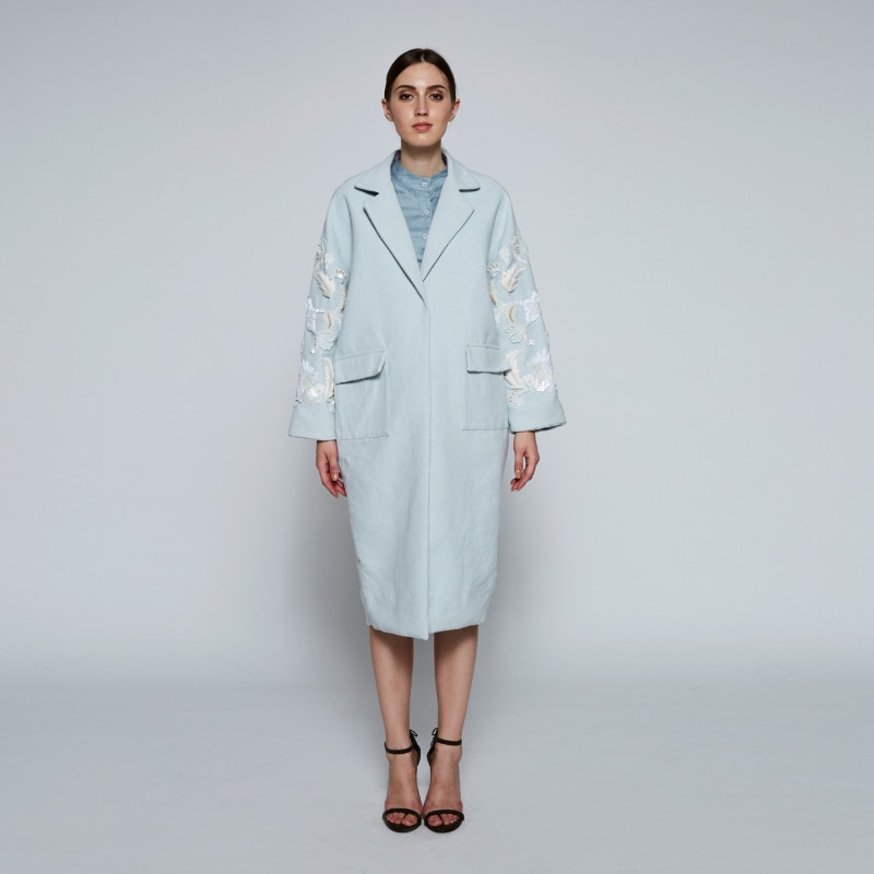 Thumbnail of The Aza Hand-Embroidered Coat In Mint image