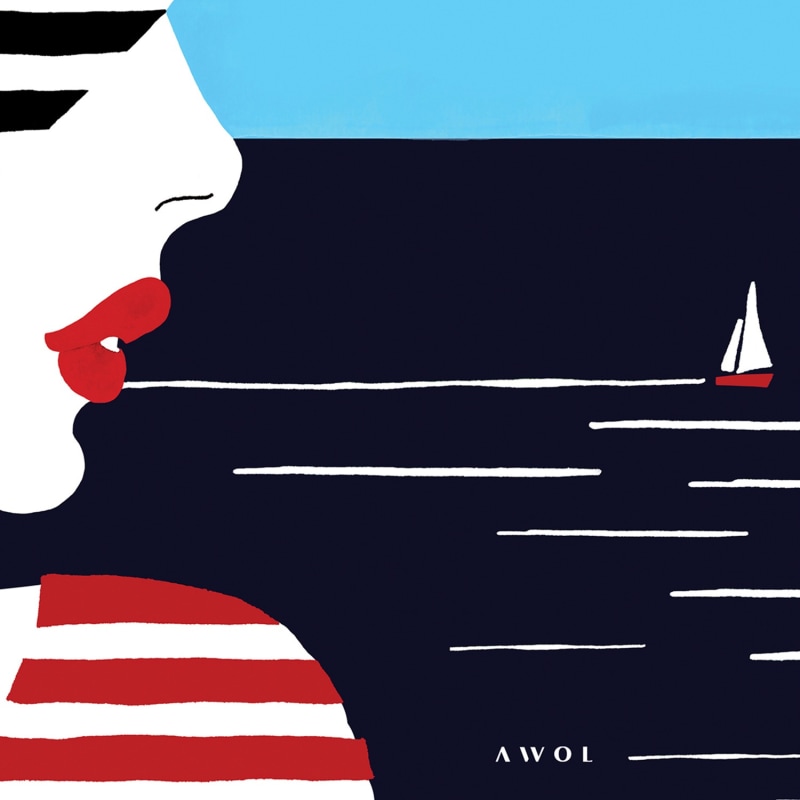 Thumbnail of Portrait Of The South Of France Art Print: Woman In Stripes On The French Riviera image