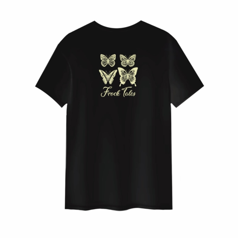 Thumbnail of Frock Tales Butterfly Printed Organic Tee In Black image