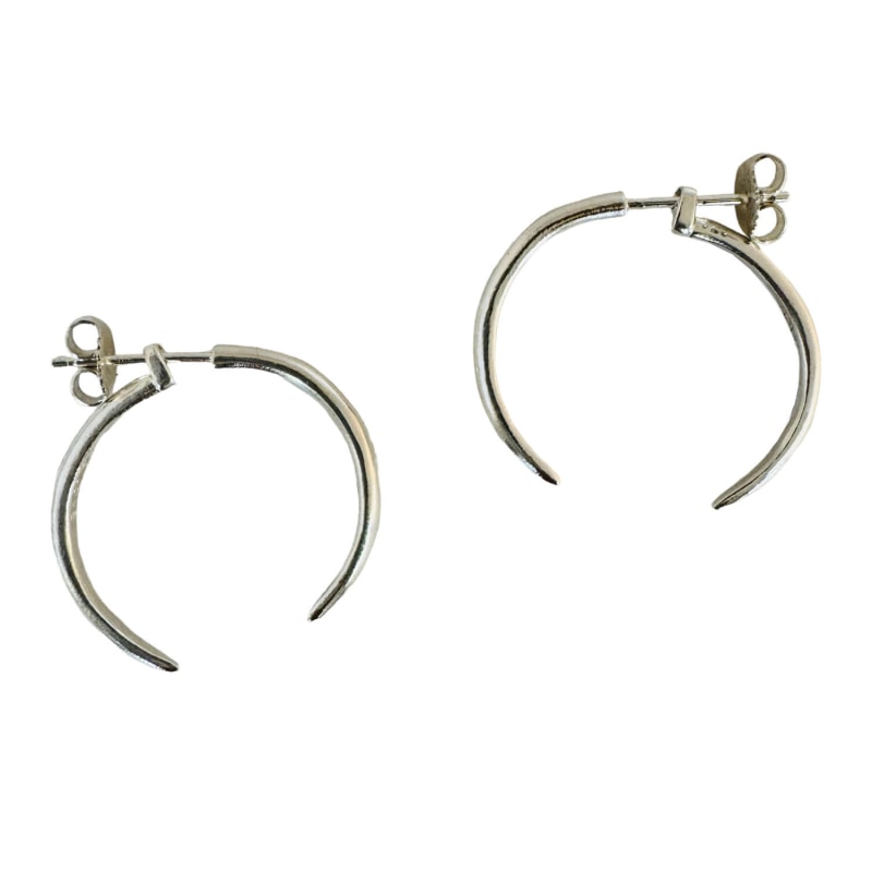 Thumbnail of Front-Back One Inch Hoop Earrings - Sterling Silver image