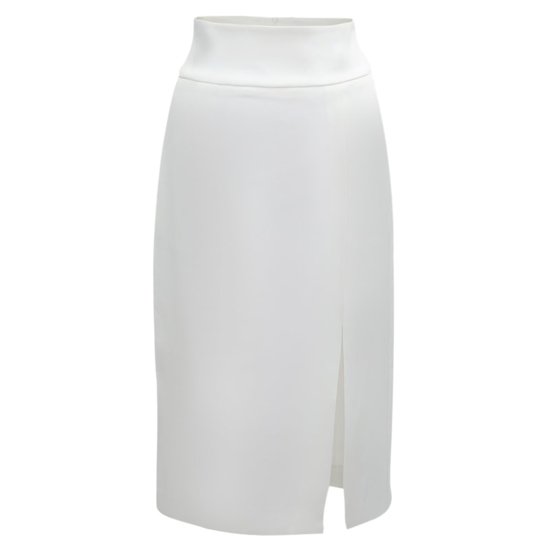 White pencil skirt with front split cheap