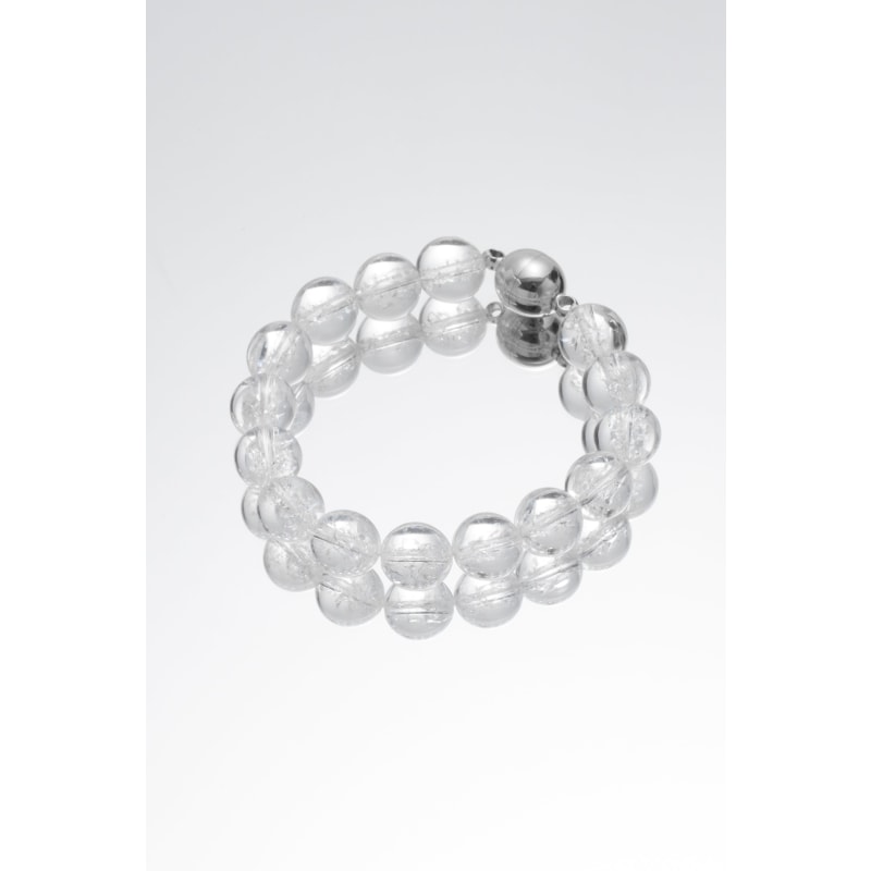 Thumbnail of Frostnova Azeztulite Clear Phantom Crystal Sphere Bracelet-Silver Small image