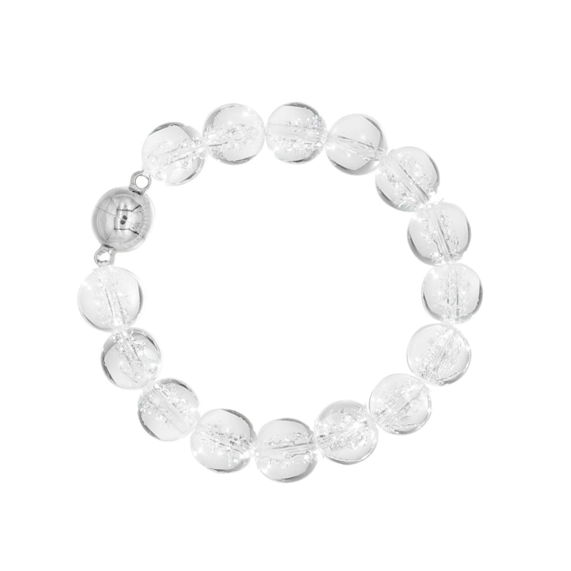 Thumbnail of Frostnova Azeztulite Clear Phantom Crystal Sphere Bracelet-Silver Small image