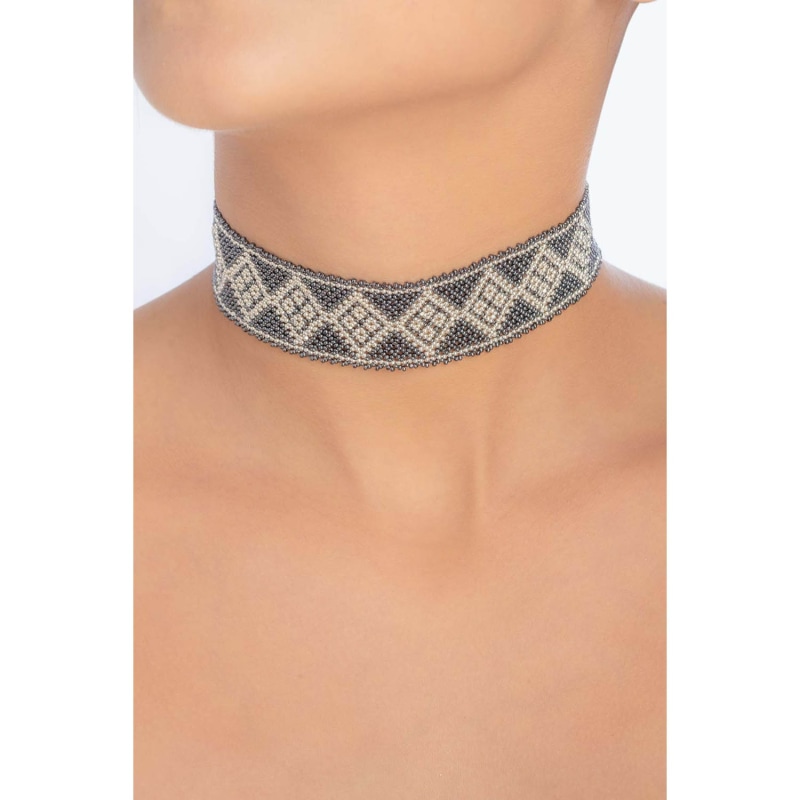 Thumbnail of Medium Choker - Gray Crystal, Silver image