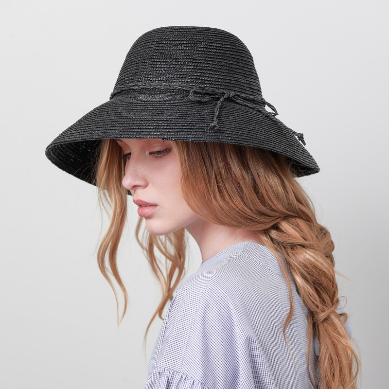 Thumbnail of Black Cloche Straw Hat image