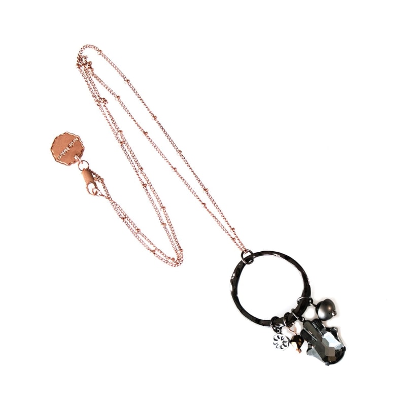 Thumbnail of Hamsa Amulet Necklace Gunmetal & Rose Gold Mix image