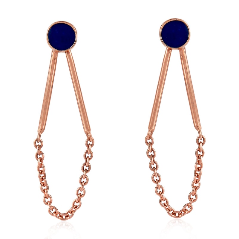 Thumbnail of 18K Rose Gold Enamel Dangle Earrings Handmade image