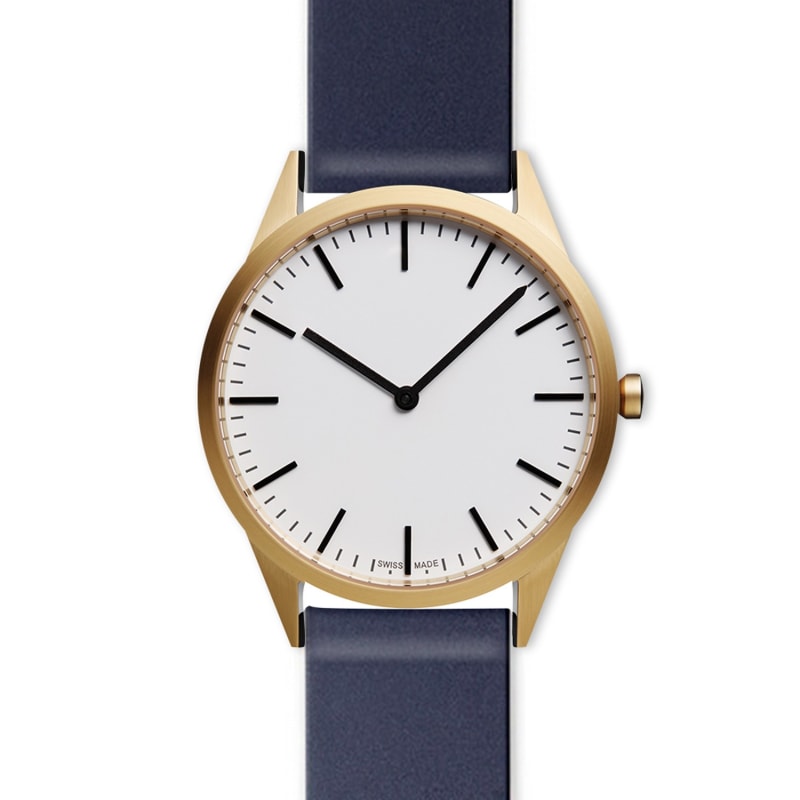 Thumbnail of Men's C35 Two-Hand Watch In PVD Gold With Nitrile Blue Rubber Strap image