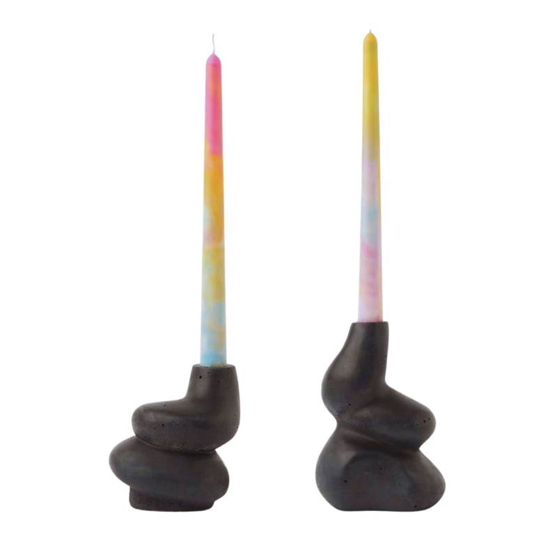Thumbnail of The Cuddle - Pair Of Concrete Candle Holders - Black image