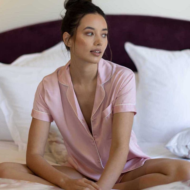 Thumbnail of Silky Bamboo Shortie Pyjama Set In Pink image