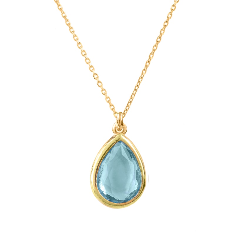 Thumbnail of Pisa Mini Teardrop Necklace Gold Blue Topaz image