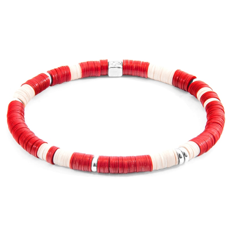 Thumbnail of Red Malawi Silver & Vinyl Disc Bracelet image