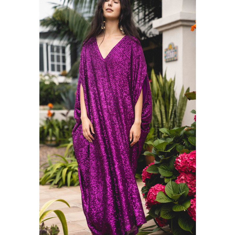 Fuchsia Sequin Caftan Kaftan Dress | Jennafer Grace | Wolf