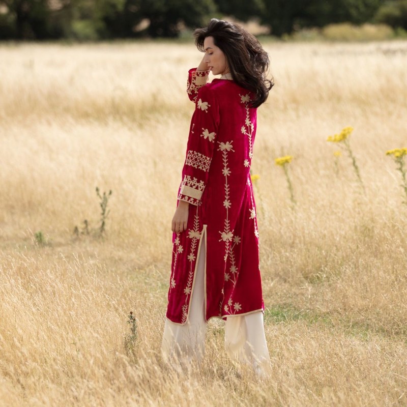 Thumbnail of Fuchsia Silk Velvet Coat image