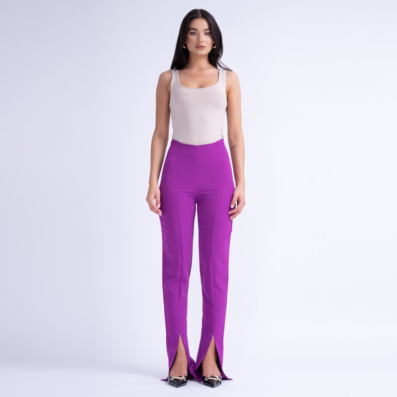 Slim-fit Super Stretch Slit Pants Purple