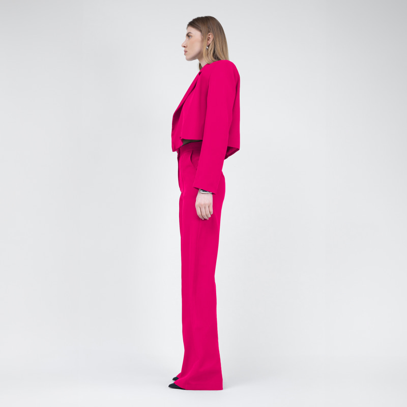 Thumbnail of Fuchsia Straight-Cut Trousers With Stripe Detail image