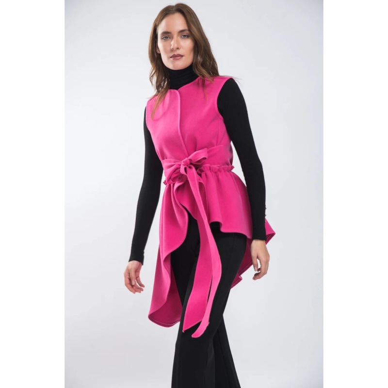 Thumbnail of Fuchsia Vest With Asymmetrical Lines And With Belt image