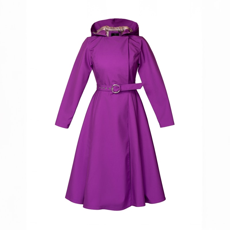Women s Pink Purple Double Breasted Trench Coat in Fuchsia Daring Fuchsia Large Rainsisters