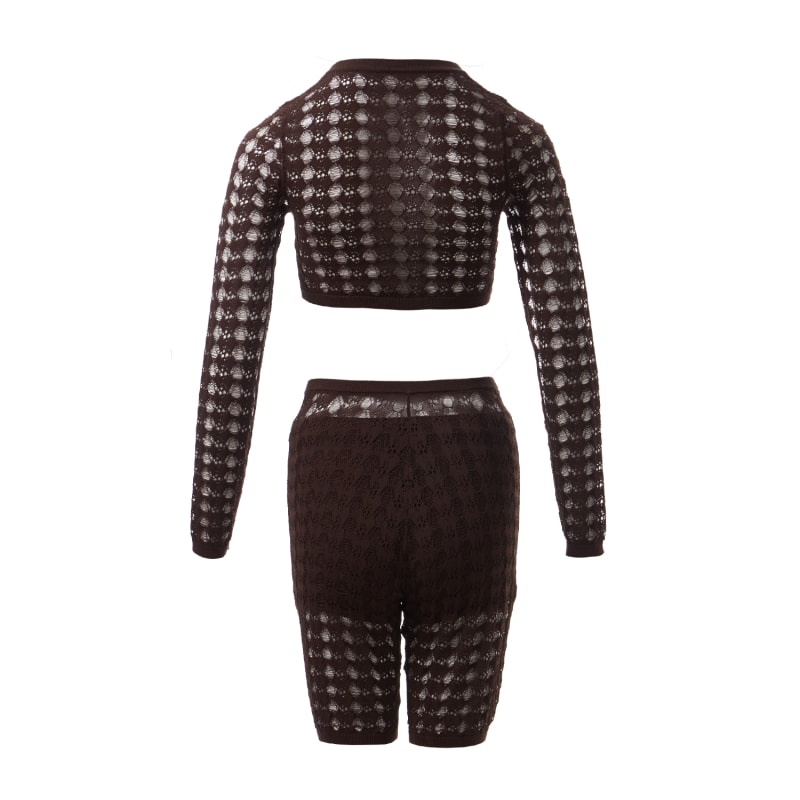 Thumbnail of Fully Fashioning Khloe Crochet Knit Legging Short - Dark Brown image