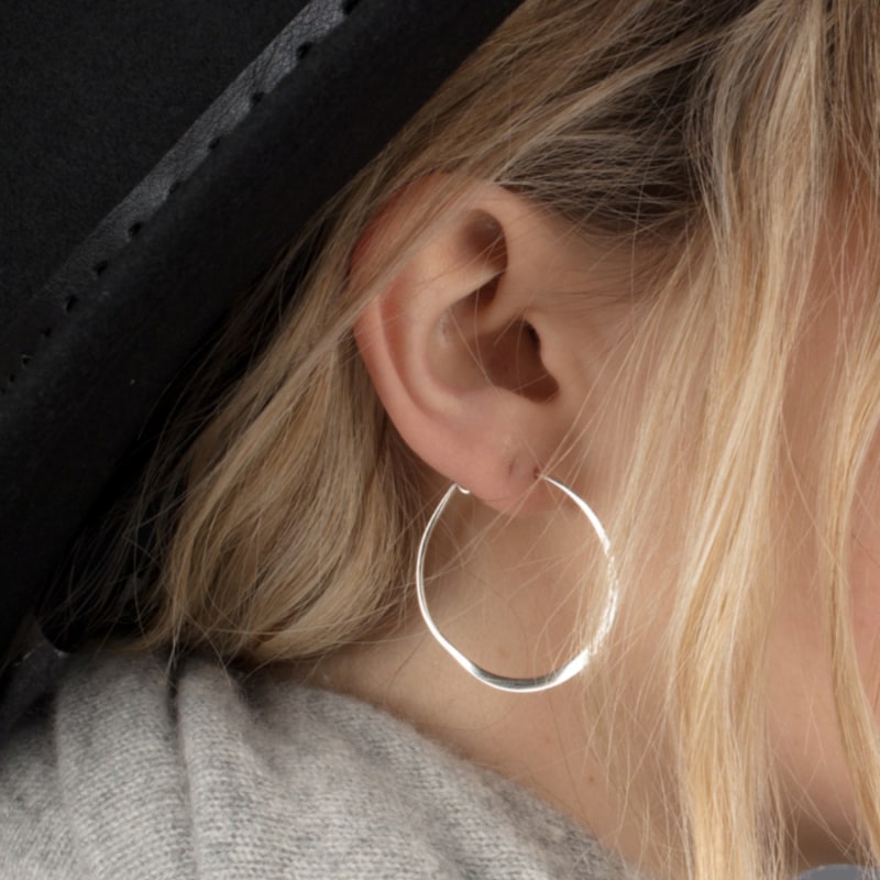 Thumbnail of Silver Flat Hoop Earrings image